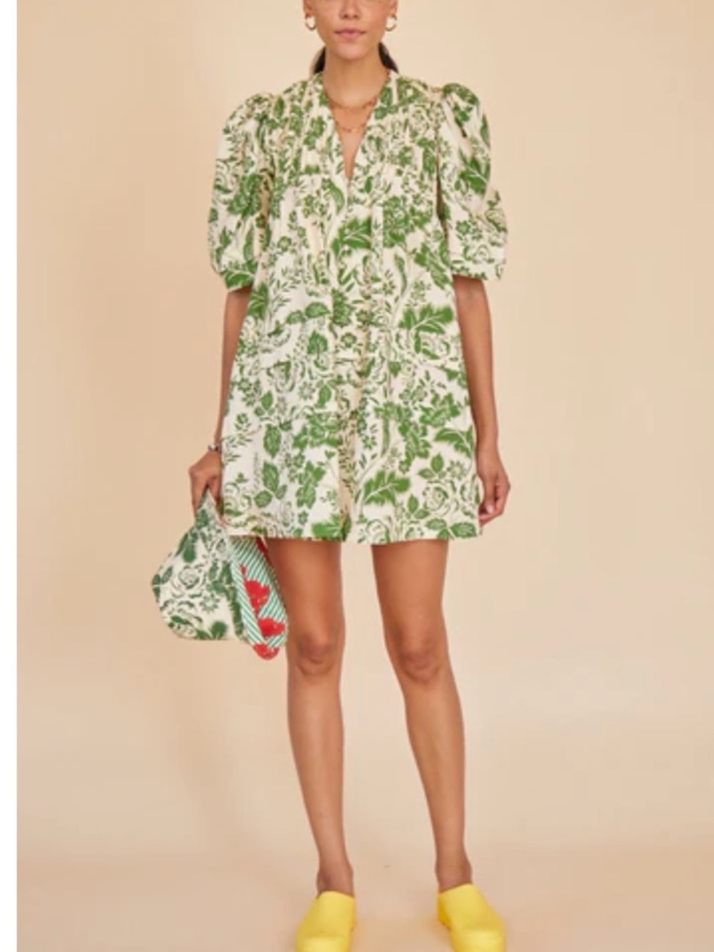 Hunter Bell Green Floral Linen Jenkins Dress